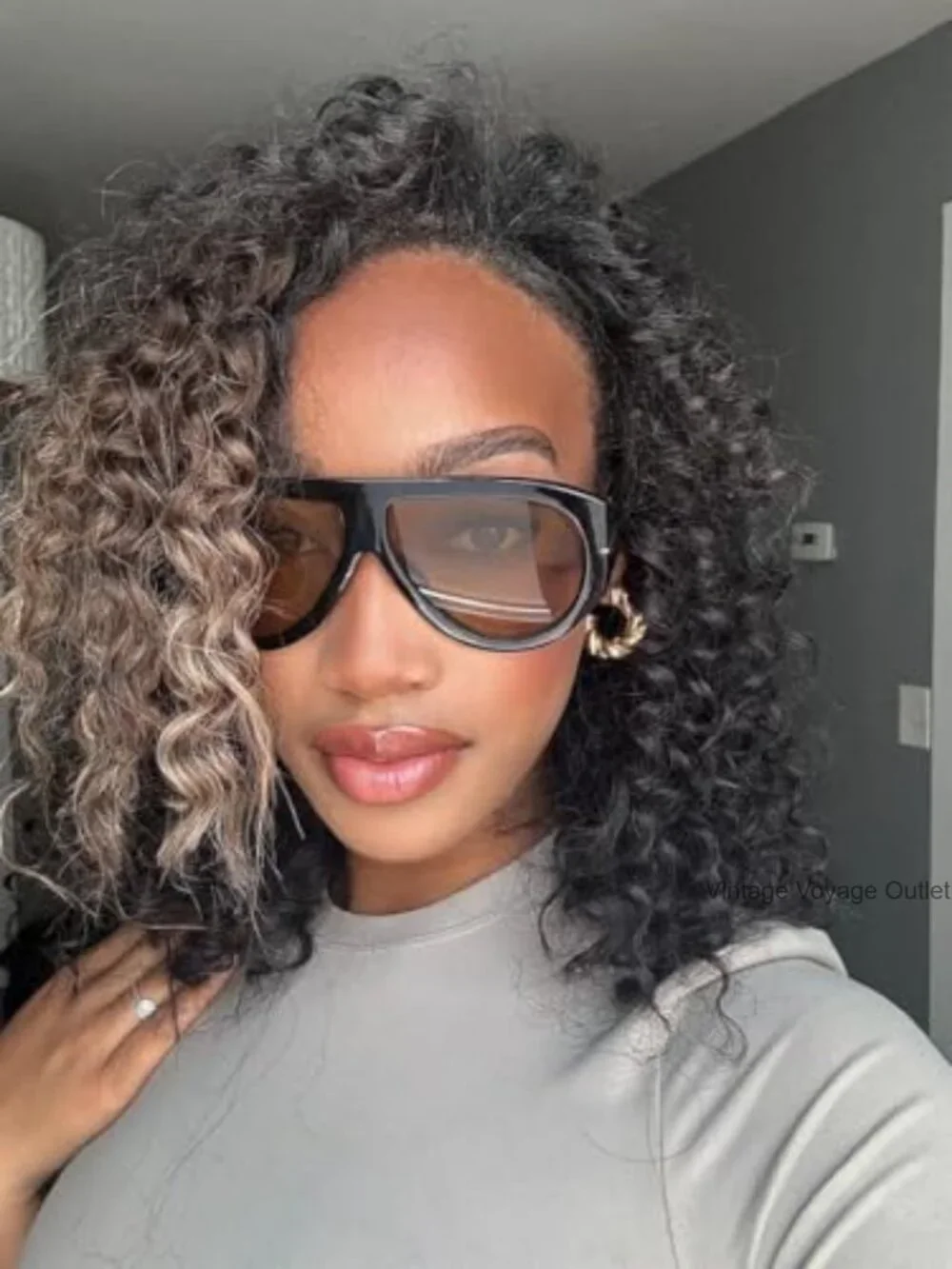 Oversized Retro Aviator Sunglasses UV Protection Unisex